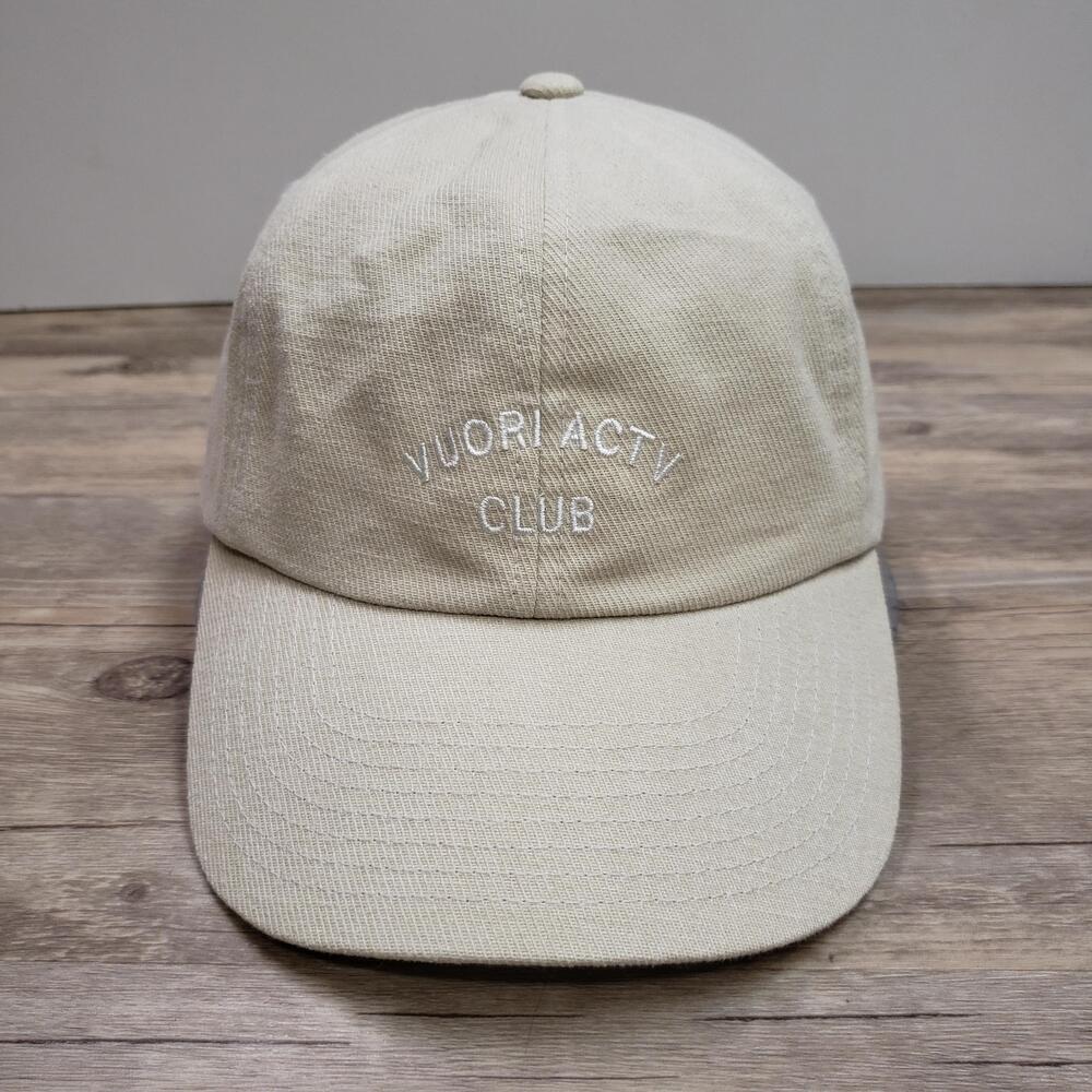 Vuori Actv Club Hat Cap Strap Back Mens One Size Beige Cotton Twill Baseball